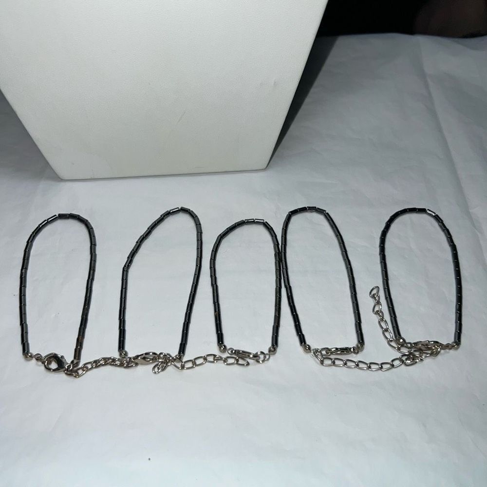 Set of Five Hematite Bead‎ Bracelets
